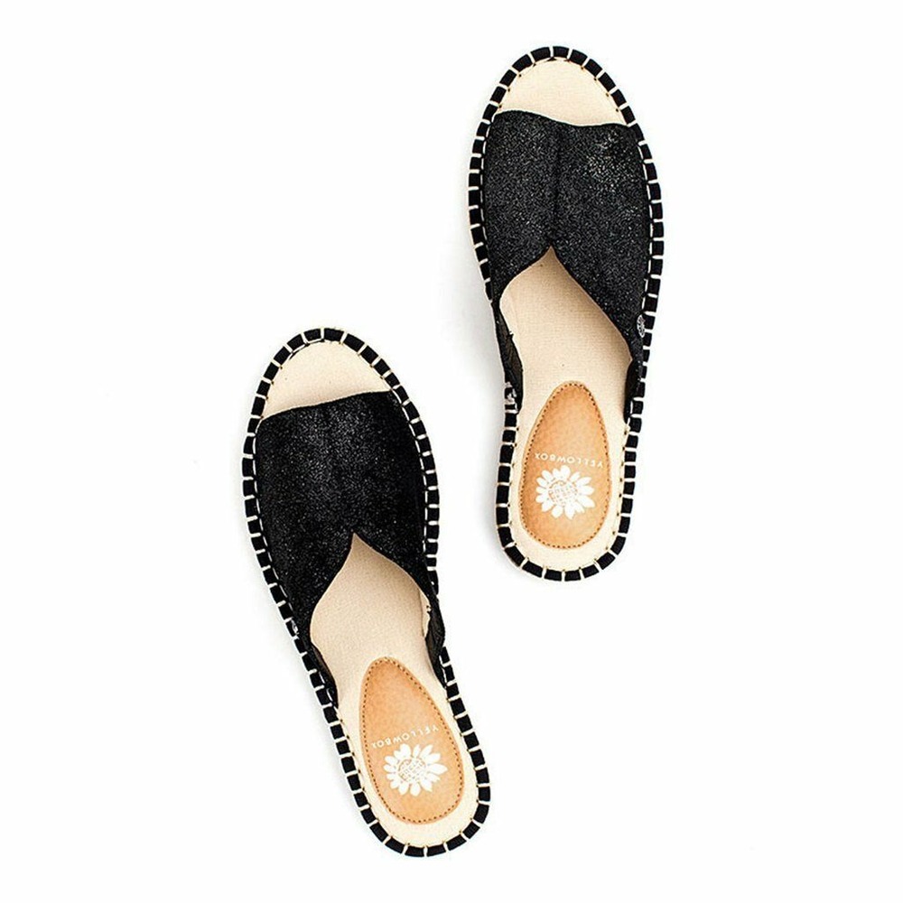 Yellow Box Black Glitter Slide Sandals - Picture 2 of 16